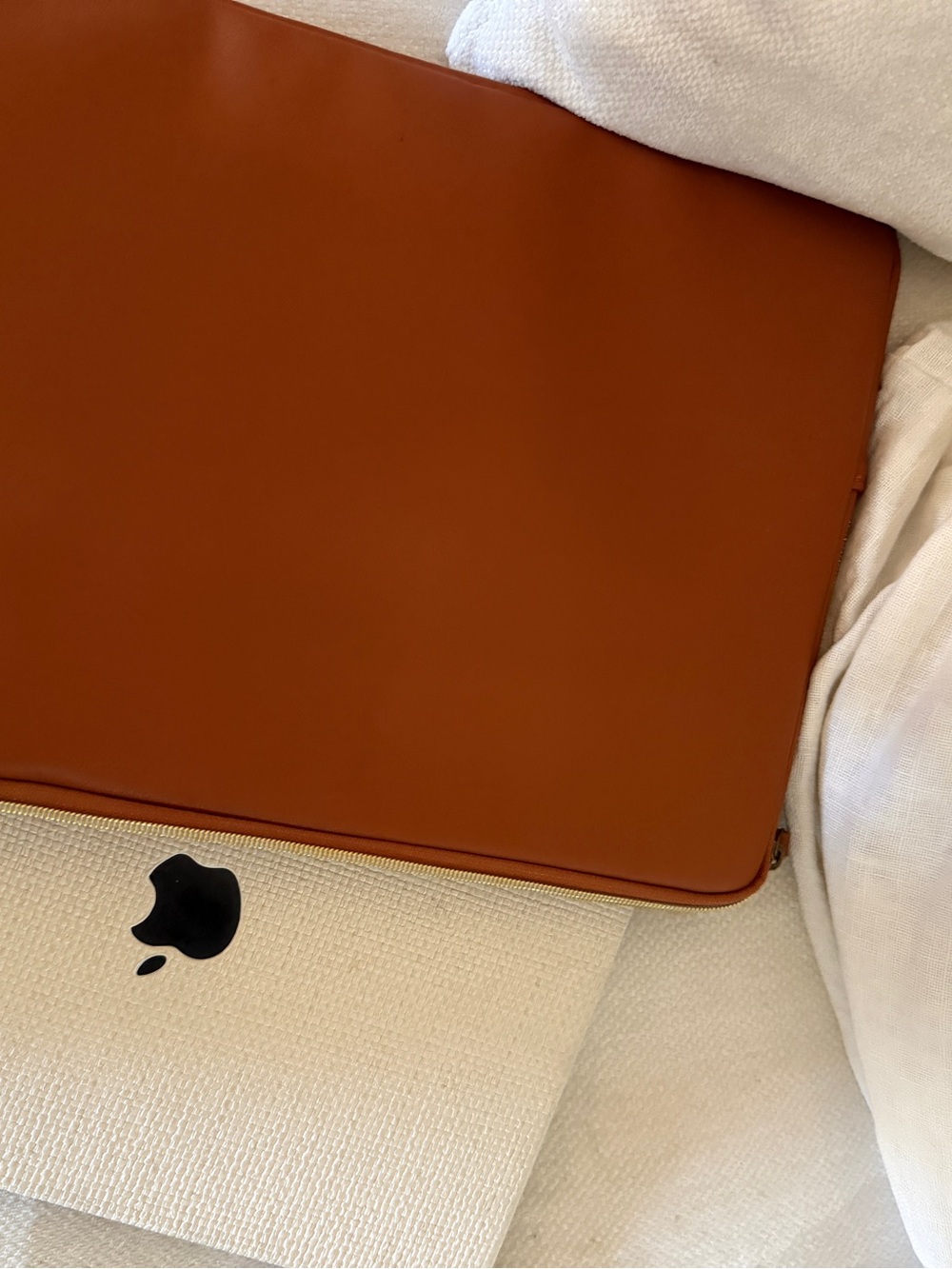 Tan faux Leather fleece lined Laptop Sleeve MOSISO Laptop Sleeve Bag 16”